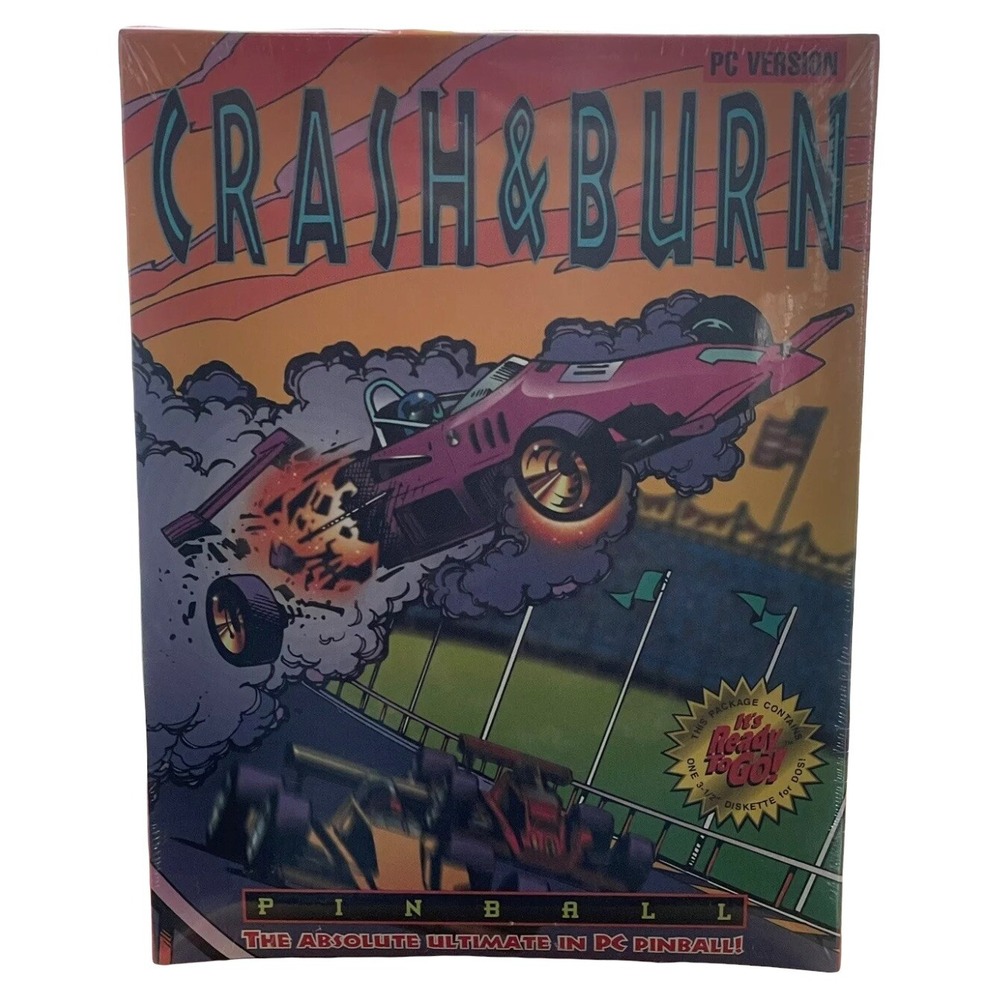 Epic Pinball Crash & Burn 1994 Vtg New Factory Sealed Big Box PC Game Floppy Dis